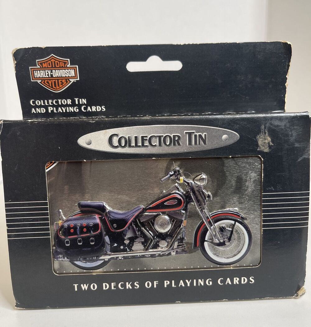 Harley Davidson 2 Decks of Playing Cards Motorcycle Tin 1998 NEW Sealed